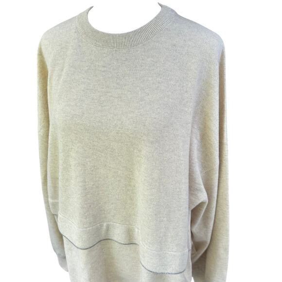 *NEW* Brunello Cucinelli Cashmere Silk Monili Large Sweater Wool Tan Knit Jumper - Picture 3 of 13